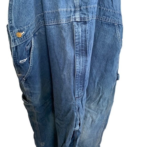 Vintage Carhartt Bib Work Overalls Blue Denim Jean Suspenders R08 DNM 54 x 32 - Picture 6 of 11